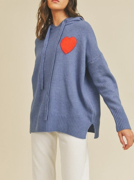 Love Me Sweater Hoodie Blue