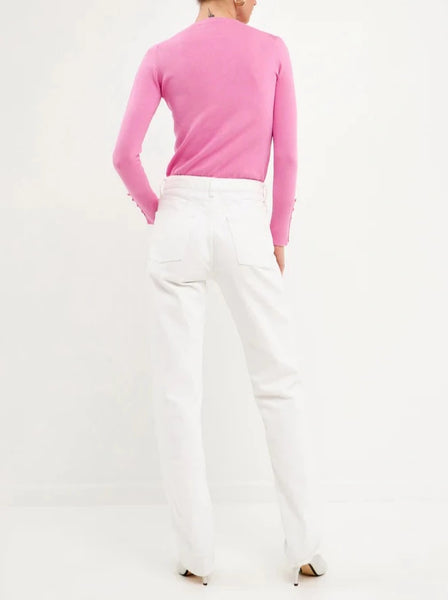 Rose Long Sleeve Knit Top Pink