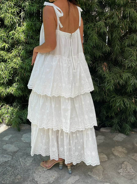 Madeline Eyelet Maxi Dress White