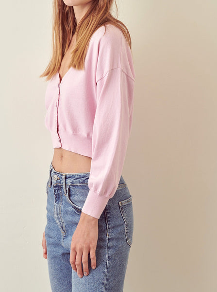 Jacey Pink Scalloped Edge Knit Cardigan