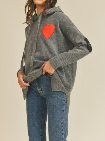 Love Me Sweater Hoodie Charcoal Grey