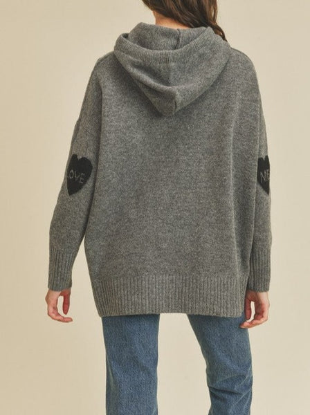 Love Me Sweater Hoodie Charcoal Grey