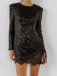 Sabrina Sequin Dress with Lace