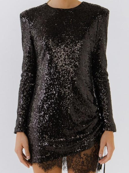 Sabrina Sequin Dress with Lace