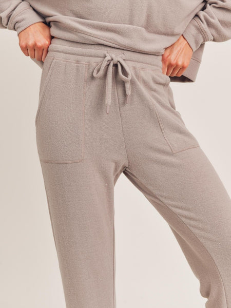 Pia Fuzzy Cuffed Jogger Taupe