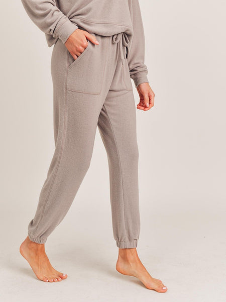 Pia Fuzzy Cuffed Jogger Taupe