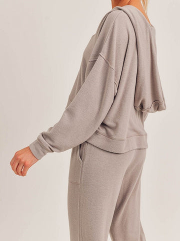 Taupe Mimi Fuzzy Boxy Hoodie Taupe