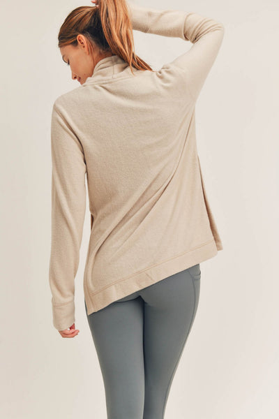 Fuzzy Cowl Neck Pull Over Natural