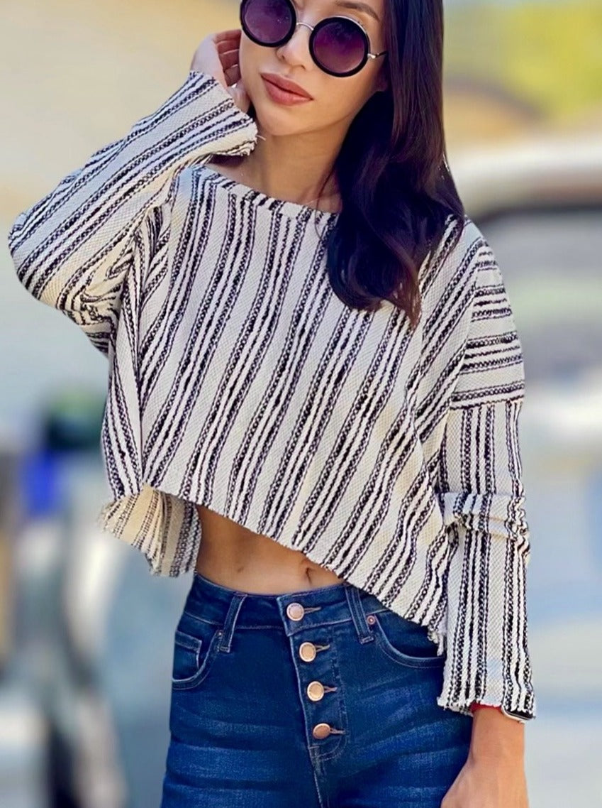 Lesley Stripe Crop Sweater